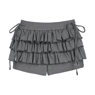 SagiDolls少女斗志 秋韩系穿搭甜酷深灰蓬蓬裙蛋糕裙裤子百搭显高