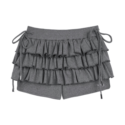 SagiDolls少女斗志 秋韩系穿搭甜酷深灰蓬蓬裙蛋糕裙裤子百搭显高