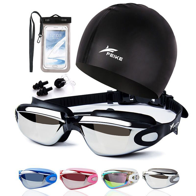 直供近视泳镜男女高清电镀游泳眼镜带耳塞防雾游泳镜泳帽套装装备