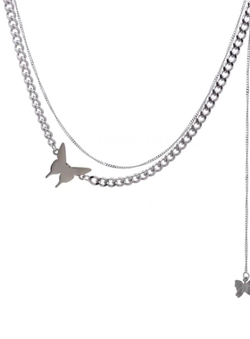 showdigu蝴蝶链条项链