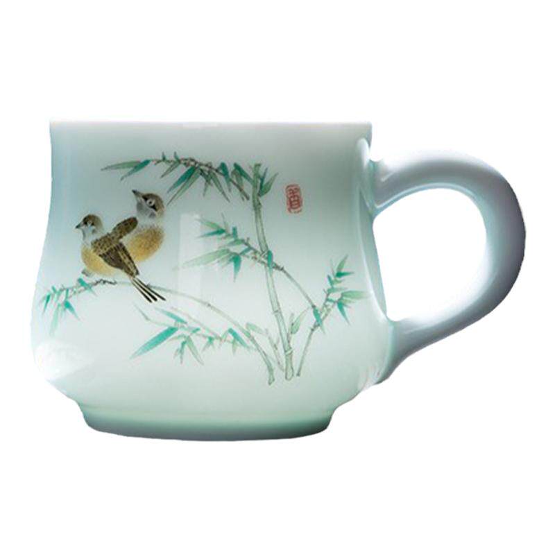 景德镇青瓷陶瓷泡茶杯子带盖过滤办公杯马克杯个人杯礼品茶杯定制