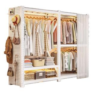 开放式洞洞板金属挂衣架储物柜出租房货架衣柜简易组装落地置物架