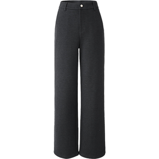 娅丽达加绒毛呢阔腿裤女拖地咖色裤子2025冬季新款白色羊毛直筒裤