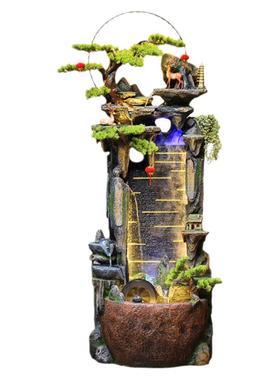 中式假山流水喷泉落地鱼缸