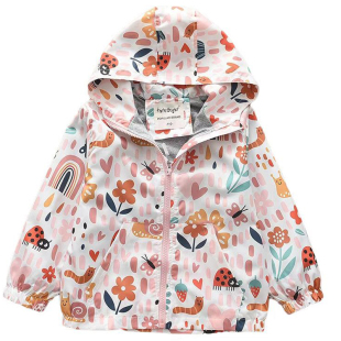 洋气童装2026春款儿童女童外套 宝宝卡通防风拉链冲锋衣新款上衣