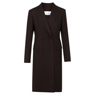 朗姿100羊毛戗驳领西装连衣裙女通勤高级感商务裙2025年冬季新款