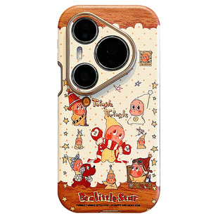 适用华为pura80pro+手机壳秋冬ins卡通围巾插画星星男孩Pura70链条挂绳p80/p70皮质大视窗mate70pro+防摔女款