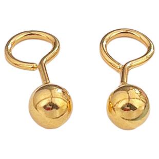 百泰亮面金珠黄金耳饰足金999转运珠耳钉泡钉弯钩弯针养耳洞女款