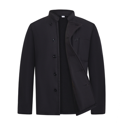 冬季加绒加厚厨师工作服长袖男