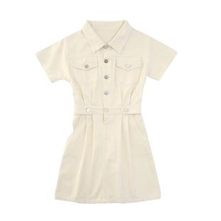 女童连衣裙夏季2025新款洋气儿童夏装学院风短袖大童网红工装裙子