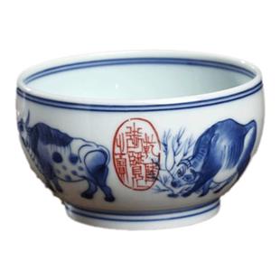 景德镇双龙陶瓷茶杯仿古童子主人杯单杯功夫茶具