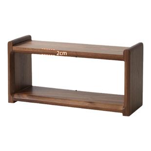 实木桌面收纳茶杯架中古风黑胡桃木双层茶具收纳架咖啡杯架展示架