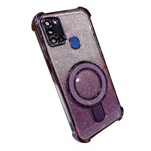 适用三星A21S新款手机壳A21S闪粉磁吸支架A21S防摔保护套A21S软壳GalaxyA21s超薄外壳A21S电镀硅胶网红潮流女