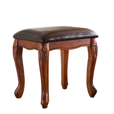 美式梳妆凳真皮琴凳卧室实木儿童