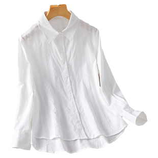 精梳棉条纹白衬衫女长袖2026春装新款韩版休闲宽松上衣纯棉衬衣