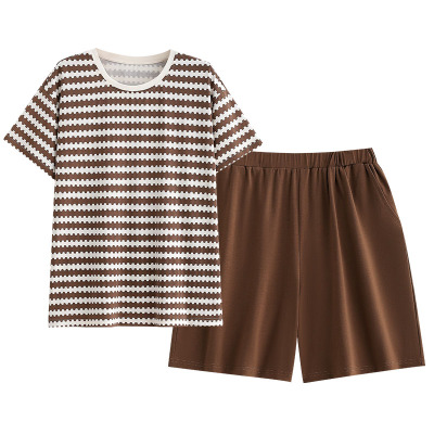 睡衣女夏季纯棉短袖短裤家居服