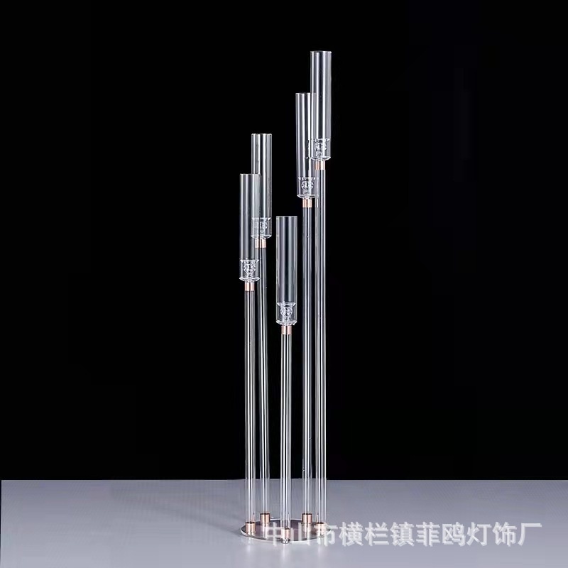 新款婚礼布置道具舞台T台迎宾区装饰婚庆亚克力透明烛台路引摆件