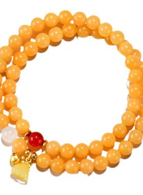 黄色菩提根手串男女款双圈手链