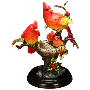 吉善缘《幸福》比翼双飞黄铜百灵鸟摆件 家居装饰新婚送闺蜜A0045