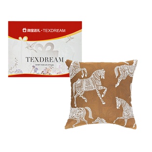 Texdream态度 茶木色提花马匹沙发抱枕法式中古客厅皮草靠垫轻奢