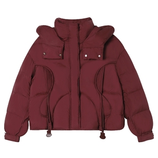 【冰川·圣境】白鹿语90鸭绒连帽羽绒服25秋冬新款保暖面包服外套