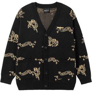 【爱神降临】BOYLONDON春季潮牌外套情侣款V领针织毛衣开衫N64800