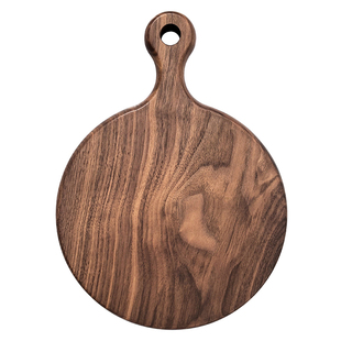 黑胡桃木整木实木披萨盘家用面包蛋糕点心牛排板西餐托盘切菜板圆