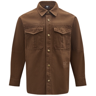 CAT卡特25秋冬新品男士质感复古拼接水洗工装衬衫式夹克商场同款