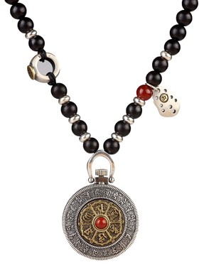 双面转动纯银可打开嘎乌盒项链坠