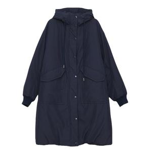 MOVEUP幻走2024秋季新款.FUN系列连帽猫咪绣花设计长款棉服外套女