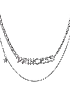 公主字母项链双层锁骨链女轻奢