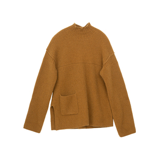 忘城L057座/故事的小黄花/2023冬新品绵羊毛混纺半高领保暖毛衣女