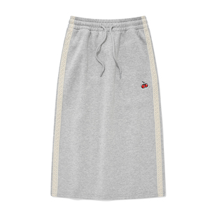 樱桃KIRSH 时尚条纹运动半身裙女韩版秋冬加厚高腰休闲半裙长裙