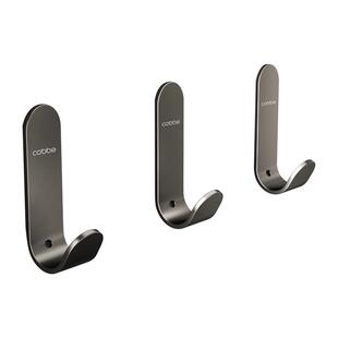 卡贝浴室挂钩强力粘胶单个太空铝衣钩厕所浴室免打孔粘钩枪灰衣勾