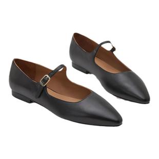 博主同款Flattered Camila女士羊皮复古手工玛丽珍鞋尖头通勤单鞋