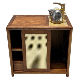 奥坎实木茶水柜胡桃木边柜家用泡茶台原木中式餐边柜茶几茶桌储物