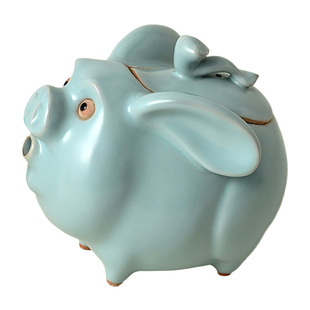 小猪汝窑茶壶泡茶家用一壶二杯一人茶具稀奇古怪创意可爱生日礼物