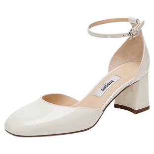 思加图新款优雅奶油鞋高跟鞋浅口单鞋女凉鞋ECQ02AK5