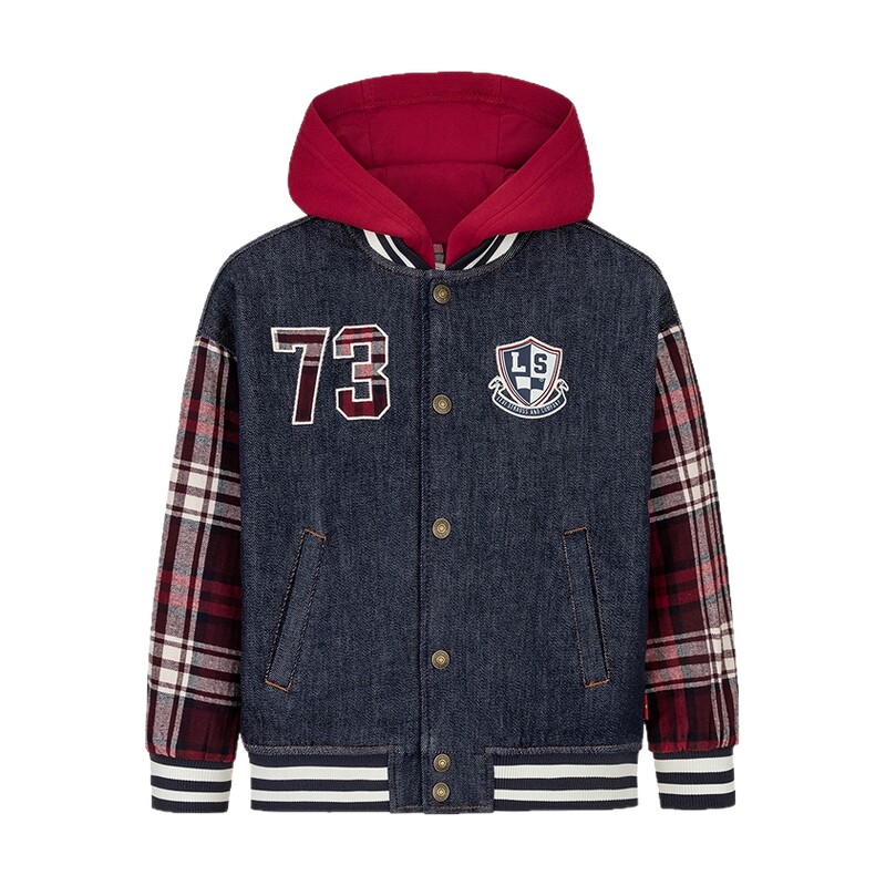 Levi's李维斯童装男童棉服2026新款中大童潮酷拼牛仔外套棉衣保暖