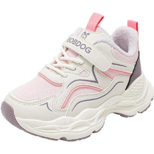 巴布豆童鞋女童加绒鞋子2025新款秋冬款保暖二棉鞋百搭儿童运动鞋