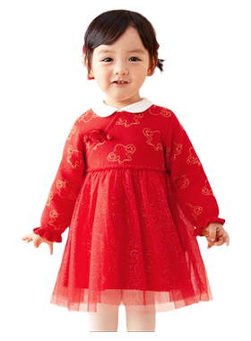 巴拉巴拉婴儿连衣裙女童红色裙子
