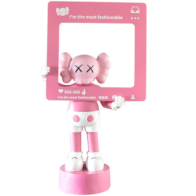 网红kaws大摆件芝麻街公仔玻璃钢雕塑暴力熊坐姿奶茶店铺打卡装饰