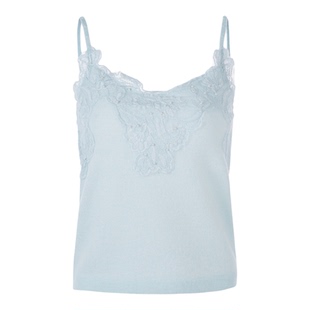 LYNEE【池南套装】重工蕾丝绣花羊毛针织吊带 设计感内搭打底上衣