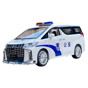 1:24丰田埃尔法警车模型仿真合金男孩儿童玩具车奔驰特警车公安车