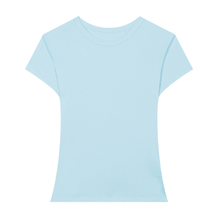 橘子树在哪儿正肩短袖t恤女春夏设计感收腰显瘦修身弹力百搭上衣