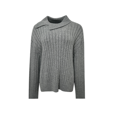 NAZ那子大码冬季不规则翻领老钱风毛衣胖mm时尚设计感显瘦上衣女