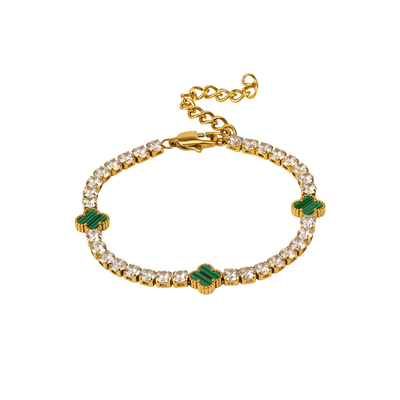 不掉色四叶草钛钢网球手链男女款