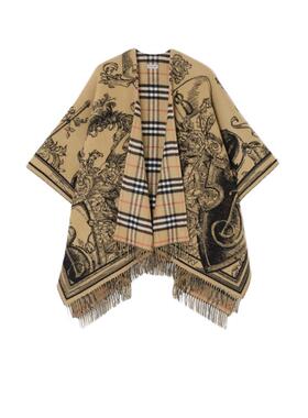 双面蚀刻骑士羊毛斗篷BURBERRY