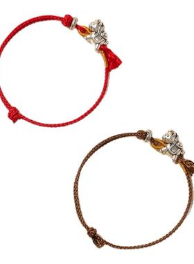 999足银生肖马12岁儿童真丝手链