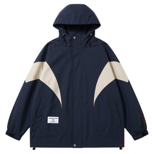 青少年春秋季新款外套男孩初中学生潮流宽松帅气男装士夹克冲锋衣